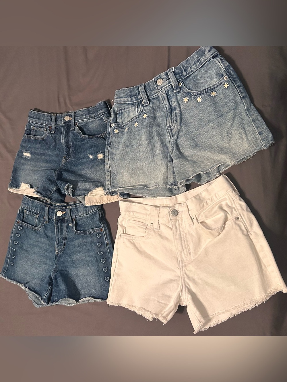 Old Navy Girls Denim and White Shorts 4-Pack